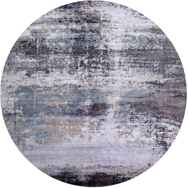 Tapis bleu / gris / blanc, Rond 3 pi