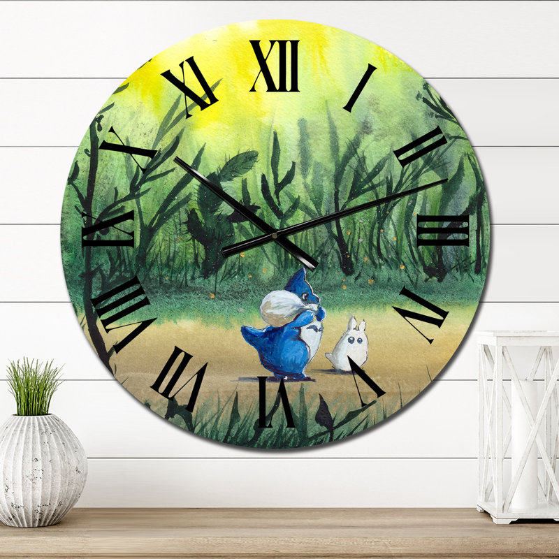 Caricature de personnages en forêt - Horloge murale traditionnelle, Petit