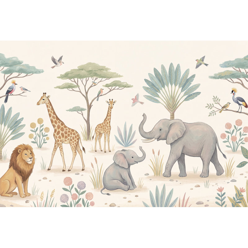 Papier peint animaux Safari, Non tissé non collé, 160 po x 108 po