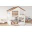 Lit superposé / lit mezzanine avec bibliothèque, conception de maison, clôture de sécurité de haute qualité, idéale pour les chambres d'enfants compactes et maximisant l'efficacité de l'espace-752177682-752177687
