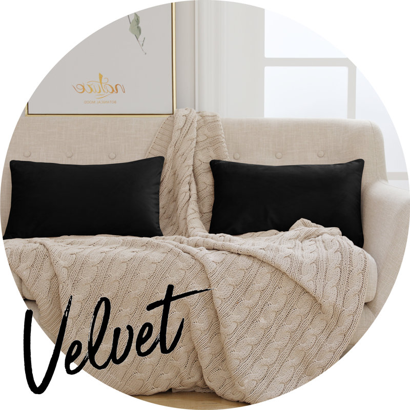 Rectangular Velvet Pillow Cover, Black