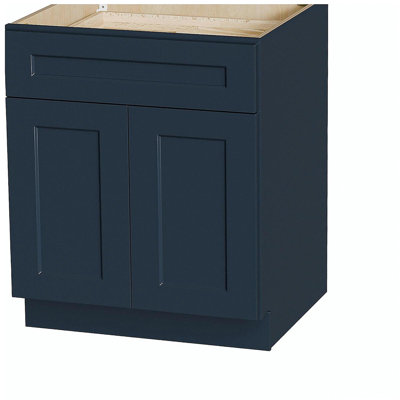 27" Navy Blue Shaker Base Cabinet with Soft-Close Door,Drawer,Space-Saving Solid Wood Unit with Adjustable Shelf for Kitchen, Bath, Laundry, Garage (27"W x 24"D x 34.5"H)