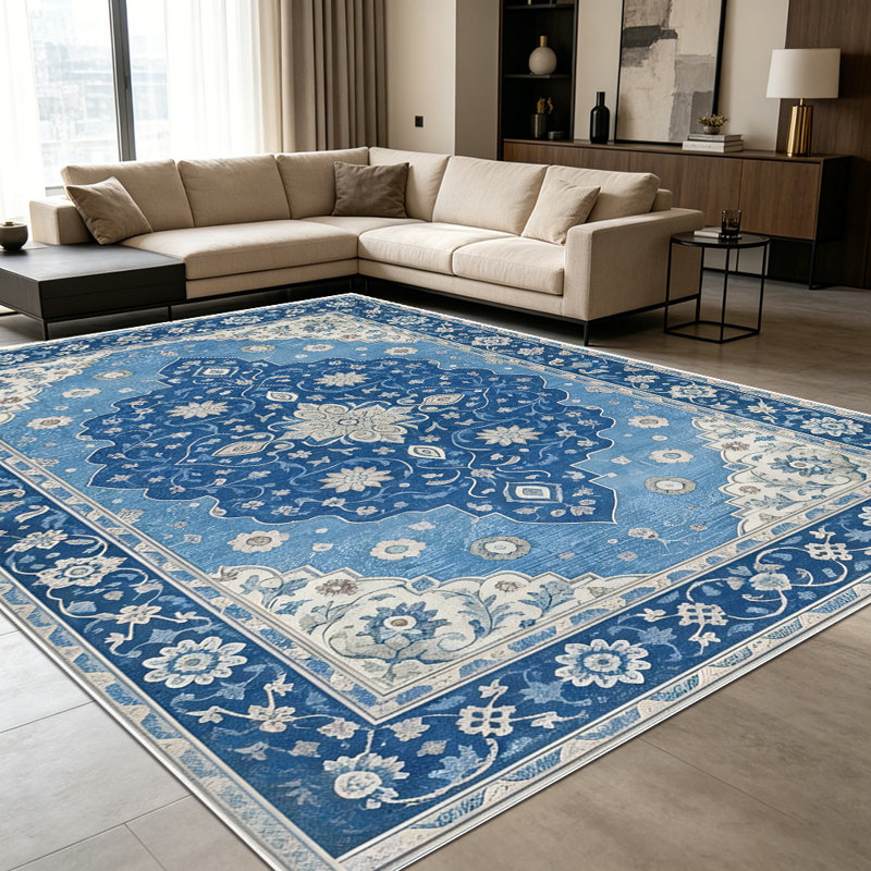 1PC Vintage Persian Medallion Floral area rugs for Living Room, Soft and Comfortable, Suitable for all seasons, easy-to-maintain, machine washable Indoor floor mat, Under Table Farmhouse suitable for dining room, bedroom, entryway, kitchen, home
