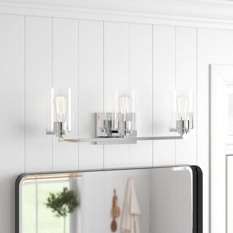 Bourke 3 - Light Dimmable Vanity Light, Clear Glass/Polished Chrome
