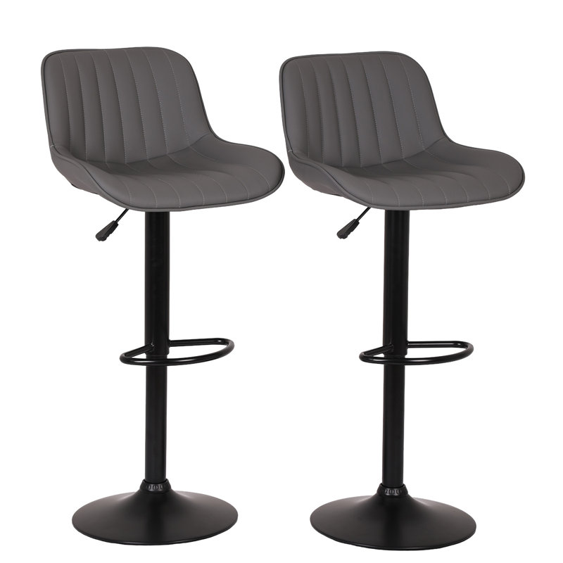 Ensemble de 2 tabourets de bar et fauteuil pivotant en cuir avec dossier et chaise de bar, Grey