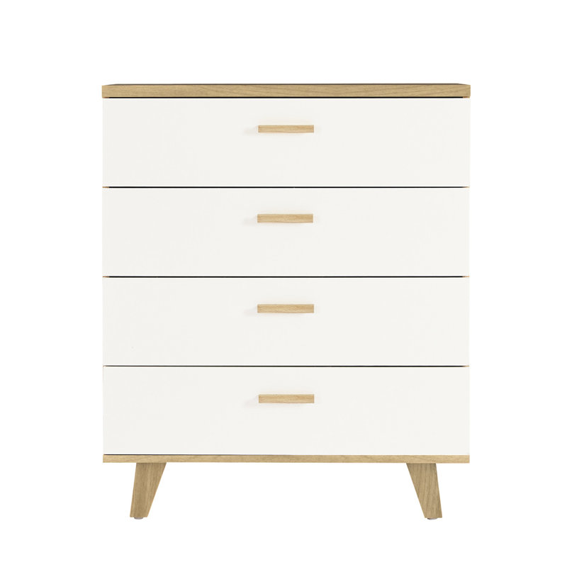 Table de buffet à poignées en bois massif pour le salon, intérieur spacieux - armoire de salle à manger blanche et brune à grands tiroirs, poignée, panneau de particules