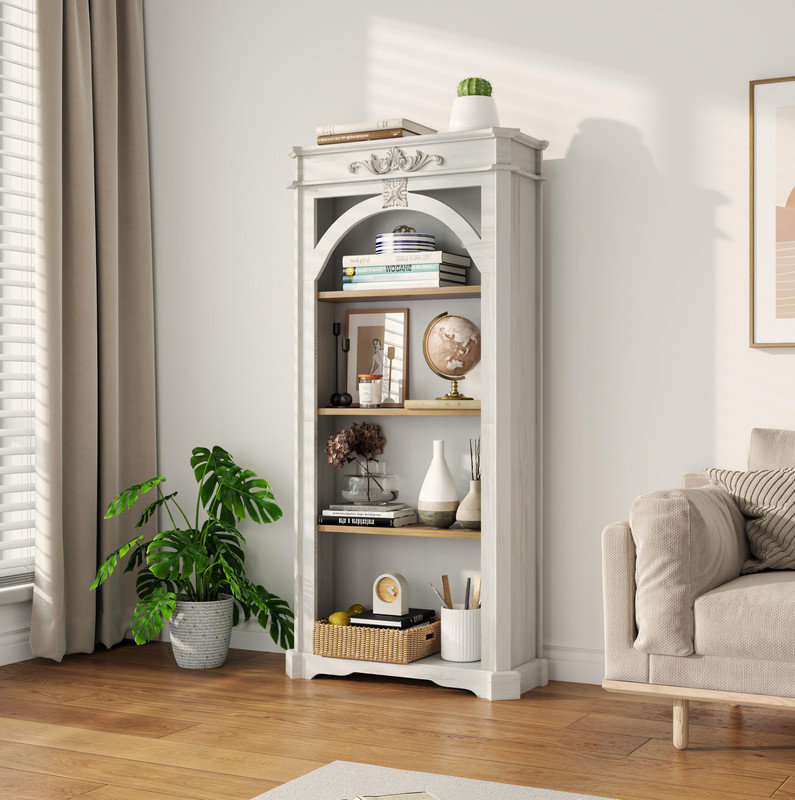 Bibliothèque sur pied à 4 niveaux de 65 pouces de hauteur - solution de rangement parfaite pour le salon et le bureau à domicile