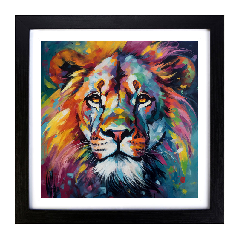 Lion Fauvism No.1 - Framed Print, Black
