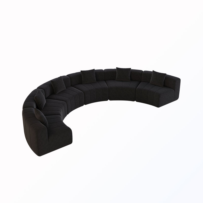 6-Seat Curved Sectional Sofa with pillows