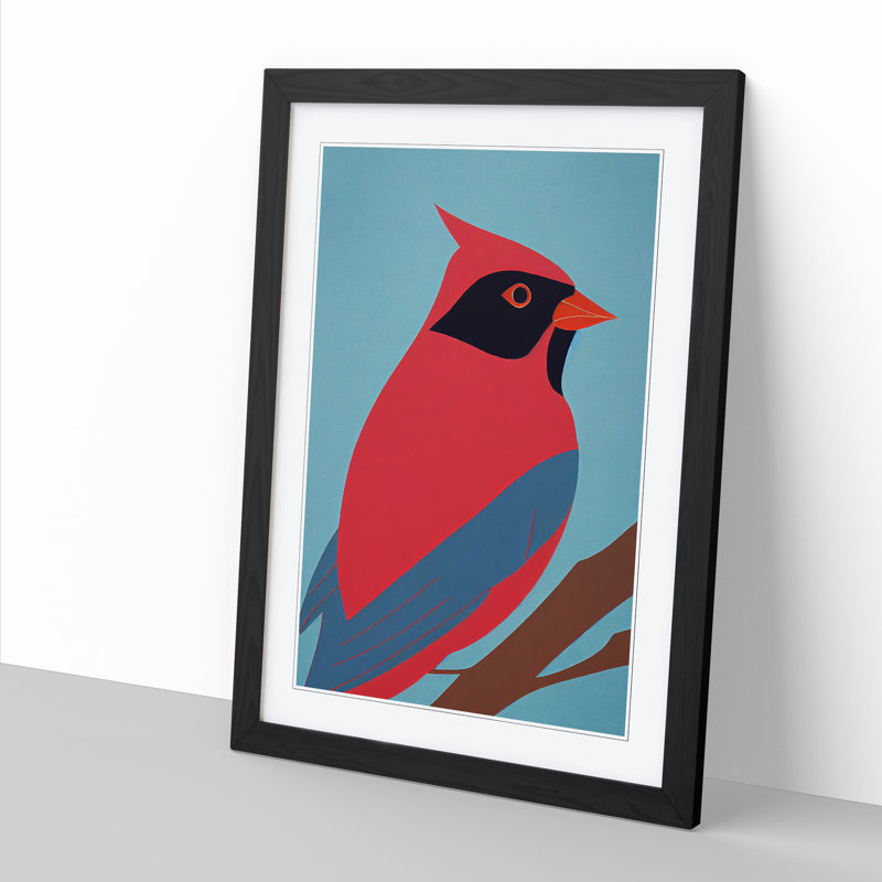 FRM-V0523-354X Cardinal Bird Vol.2 - Single Picture Frame Print, Black Framed, 46cm H x 34cm W x 2cm D