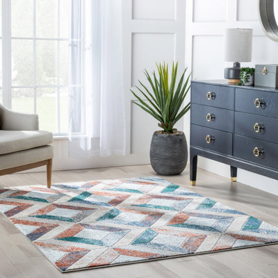 Leona Geometric Synthetic Area Rug