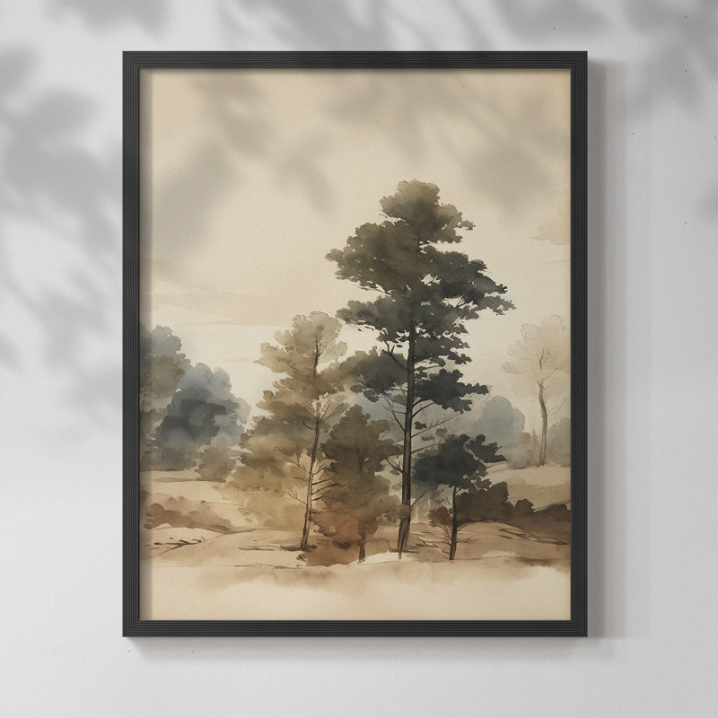 Paysage rétro, impression encadrée en X, Noir, H 14 po x l 11 po