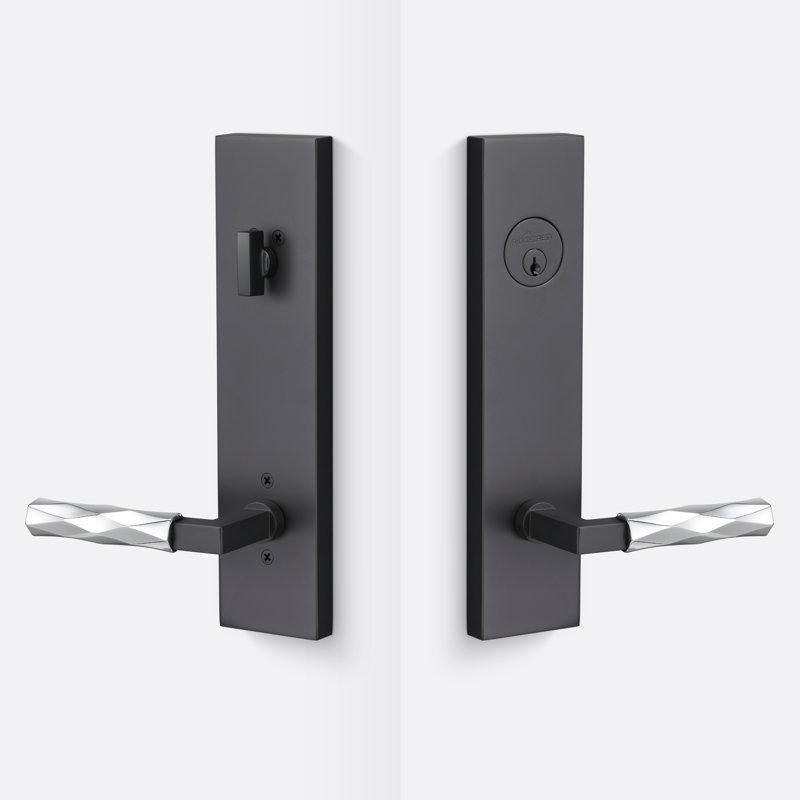 Fausse rosette Levanto, poignée Vertex, Noir mat / Chrome poli