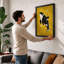 Leaping Whale in Gold Modern - Framed Print-940376634-940377030