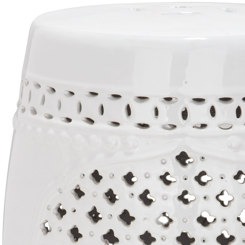 Hallene Ceramic Accent Stool, White