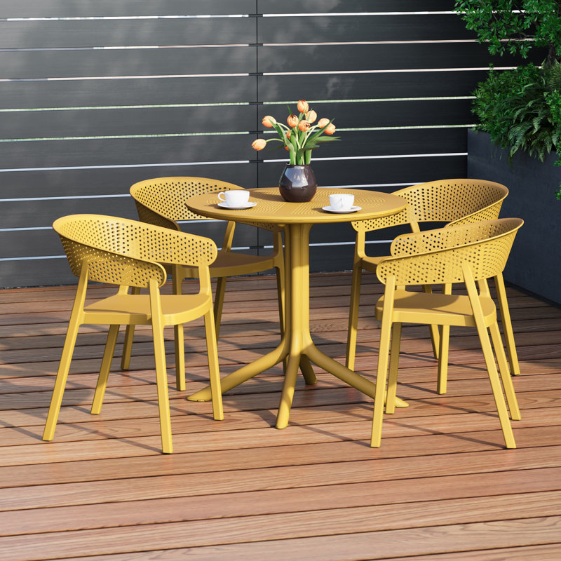 Ensemble repas extérieur pour 4 personnes, Jaune