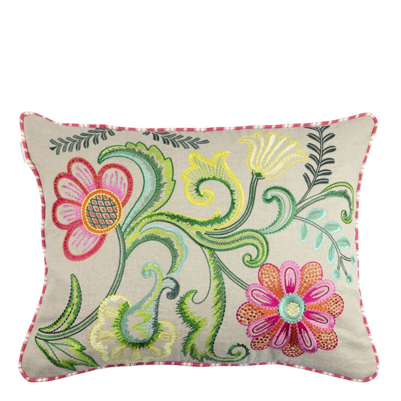 Embroidered Osier Damasse Decorative Pillow, Fuchsia