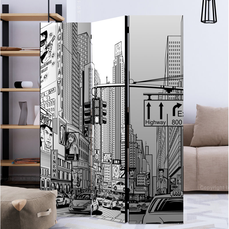 Minas 172cm H Solid Wood Folding Room Divider, 3