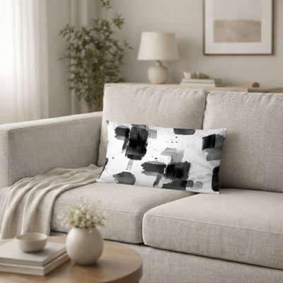Coussin décoratif abstrait - Coussin noir minimaliste moderne imprimé pour le salon
