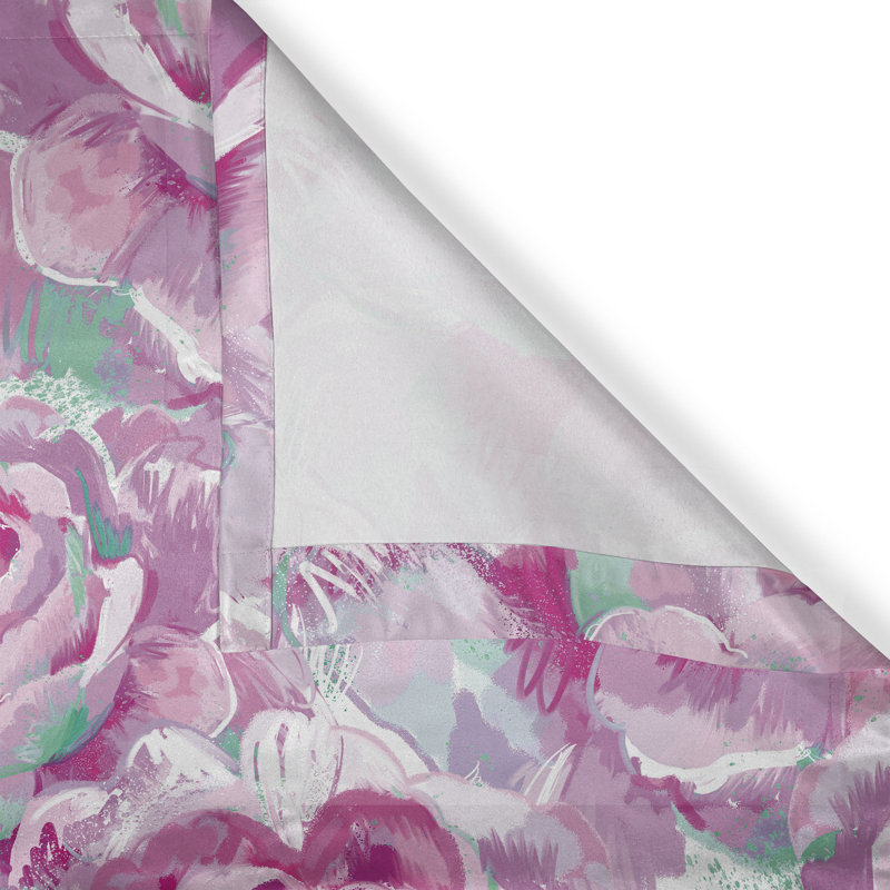 Red Barrel Studio® Roses délicates avec œillets, aquarelle, lilas pâle, magenta, L 50 po x L 84 po