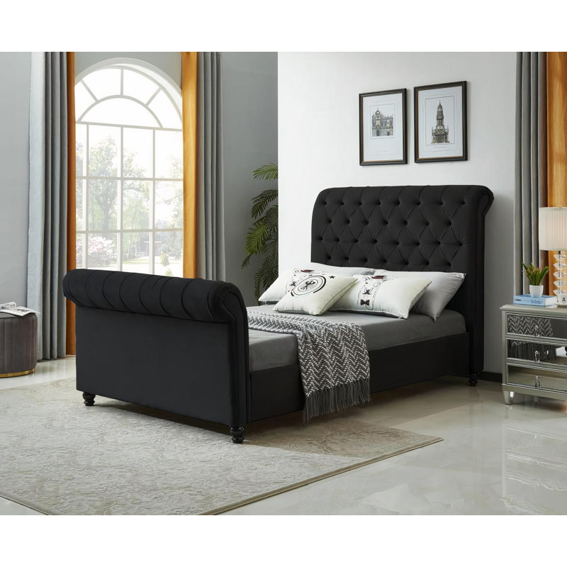 Upholstered Bed, Black, Kingsize (5')