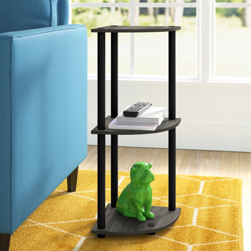 75.2cm H x 29.5cm W Corner Bookcase, French Oak/Black