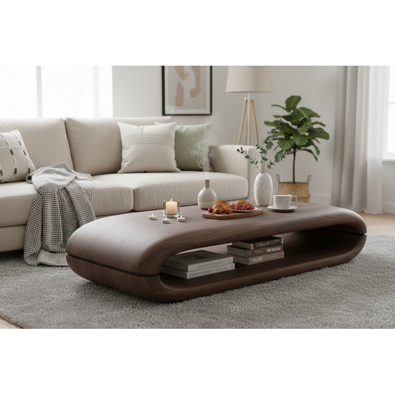 Auraflow Walnut Curved Coffee Table