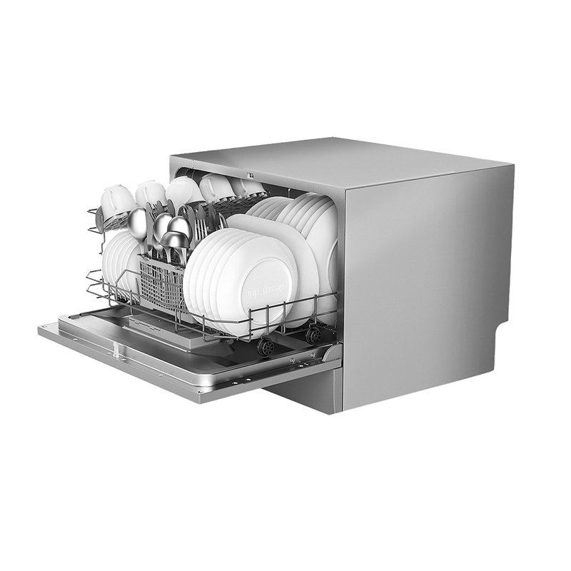 6.5L Freestanding Compact Dishwasher with LED display, Silver