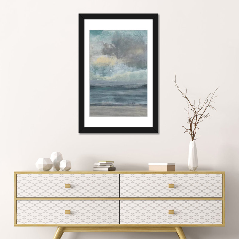 « beach rise i », impression sur toile, H 24 po x l 16 po x P 1 po, Papier d'art encadré noir, Blanc