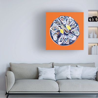 «Alice Straker Oysters On A Plate Orange», art sur toile