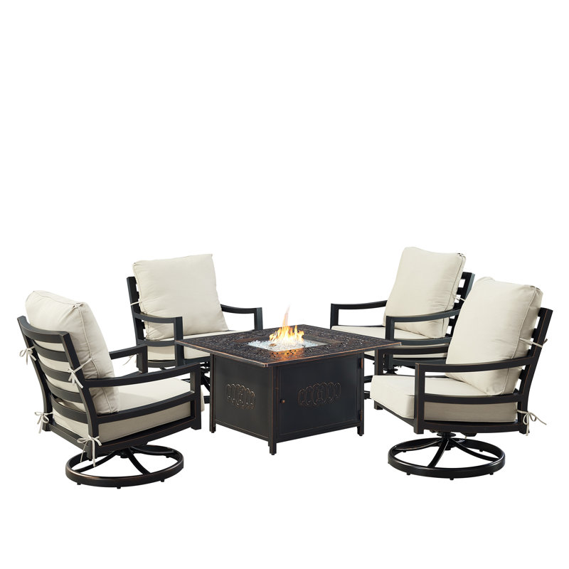 Ensemble de conversation d'extérieur pour 4 personnes avec coussins Desaray, Gris clair