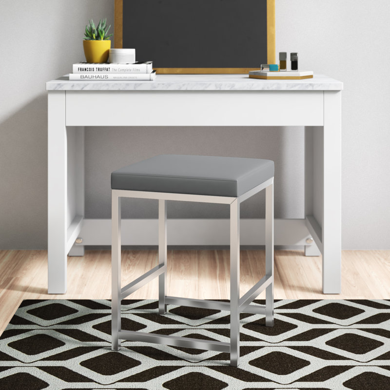 Tabouret de coiffeuse Carlyann, Gris clair