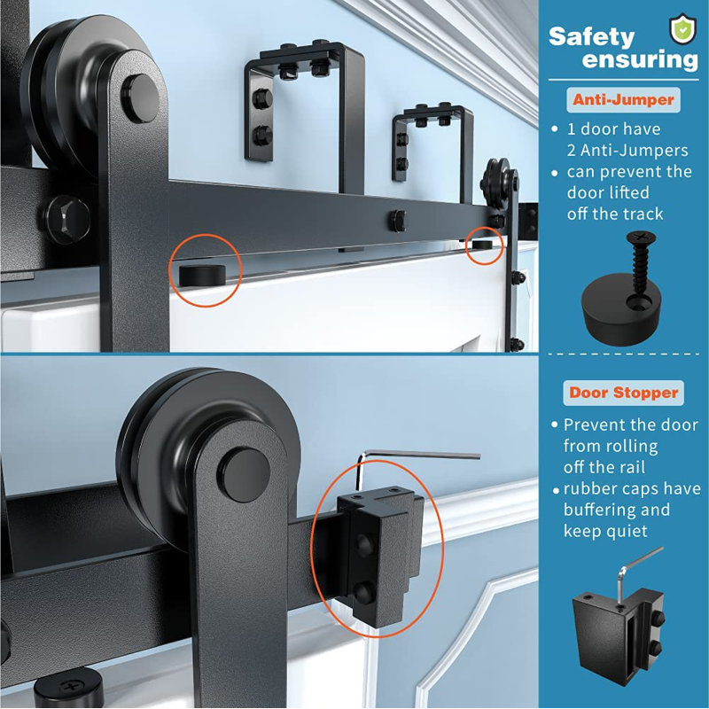 Matte Black Double Bypass Barn Door Hardware Kit