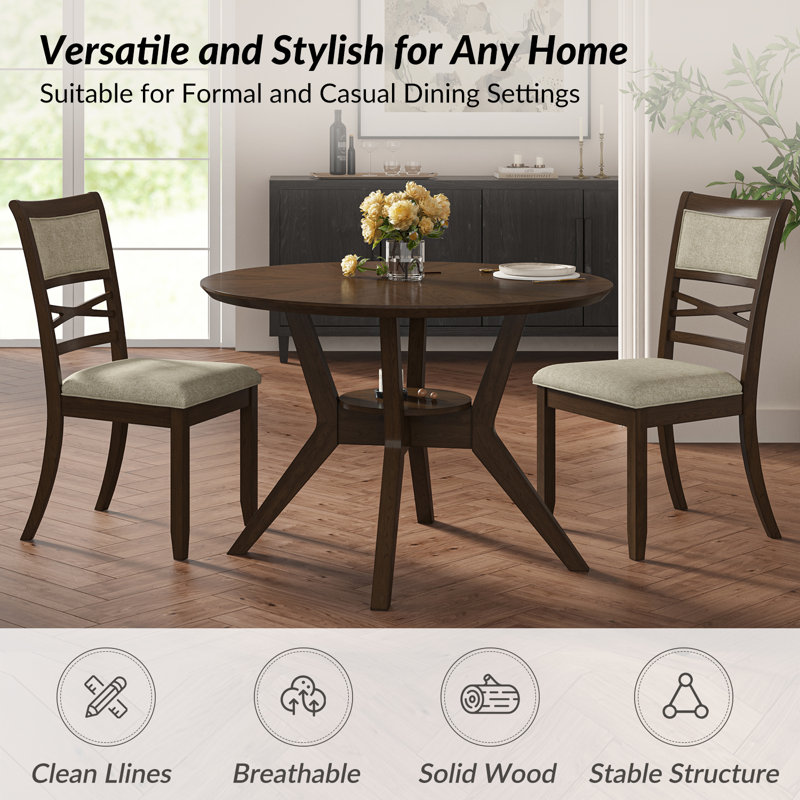 Aiava Transitional 3 Piece Solid Wood Dining Sets