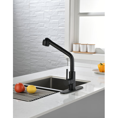 Tapis avec lavabo rétractable, robinet d'évier de cuisine à poignée simple avec douchette extractible