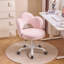 Tabouret de coiffeuse avec dossier en fourrure et pieds dorés-772444585