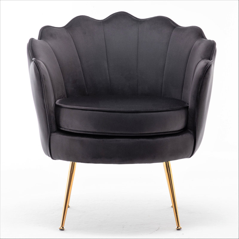 Elanora Velvet Barrel Chair, Black Velvet