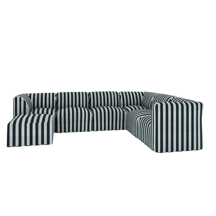 Essie 124" Sunbrella Outdoor L Sectional With Ottoman