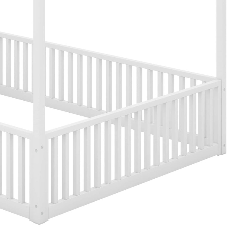 Lit en métal avec clôture et porte, Double, Blanc