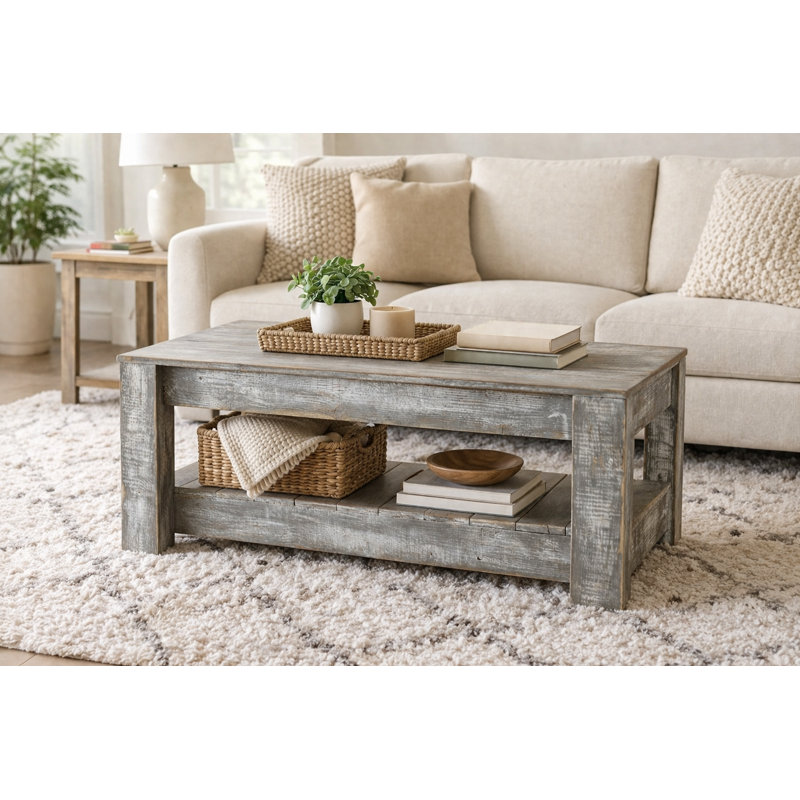 Easthampton Solid Wood Single Coffee Table, Weathered Grey