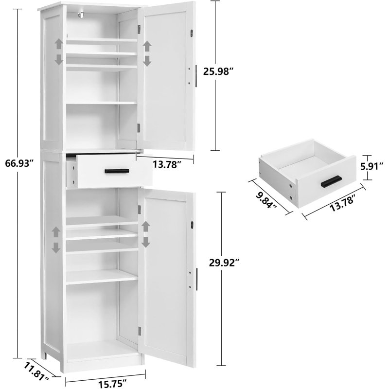 Armoire de salle de bain haute, armoire de rangement