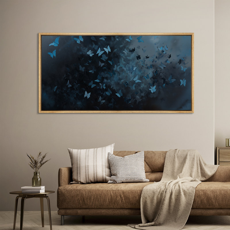 Impression sur toile encadrée surdimensionnée de décorations murales encadrées bleu marine foncé, Naturel, H 30 po x l 60 po
