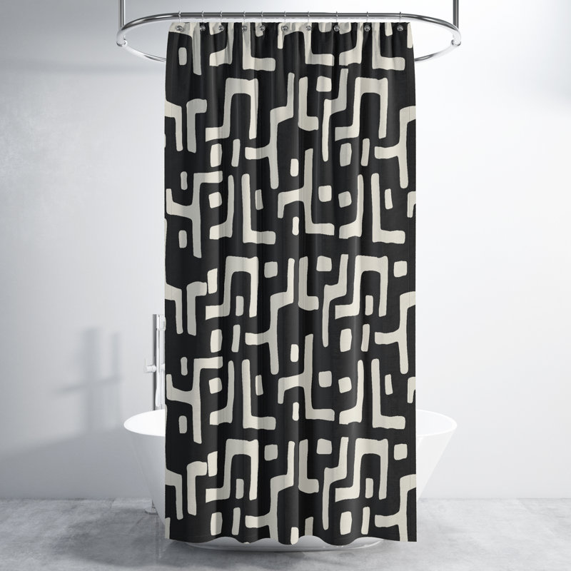 Rideau de douche, Noir / beige
