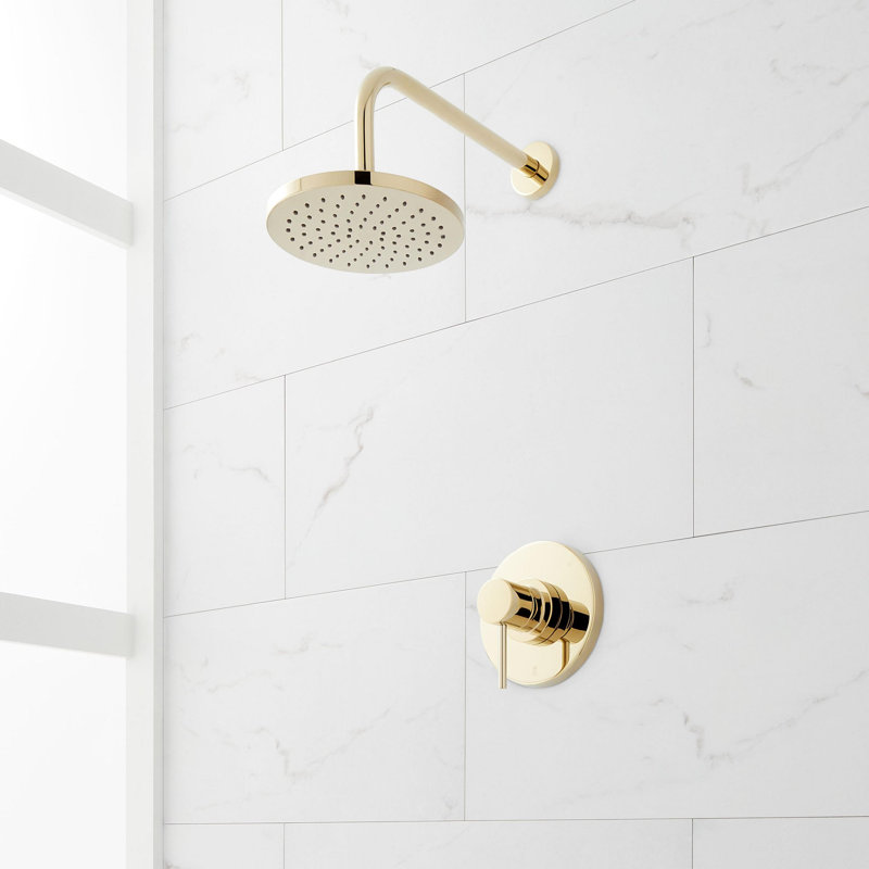 Lexia Pressure Balance Shower Set, Polished Brass