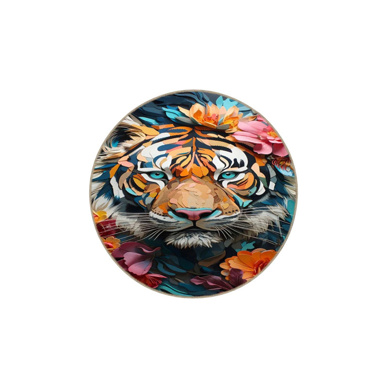 Multicolored Tiger Patterned Washable Carpet, Rectangle 3'4" x 5'
