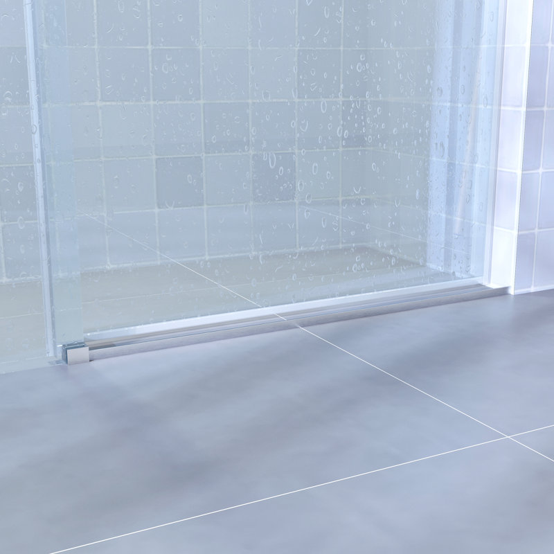 56" - 60" W X 76" H Single Sliding Shower Door, Frameless Bathroom Sliding Door With 1/4" (6Mm) Tempered Glass For Walk-In Shower