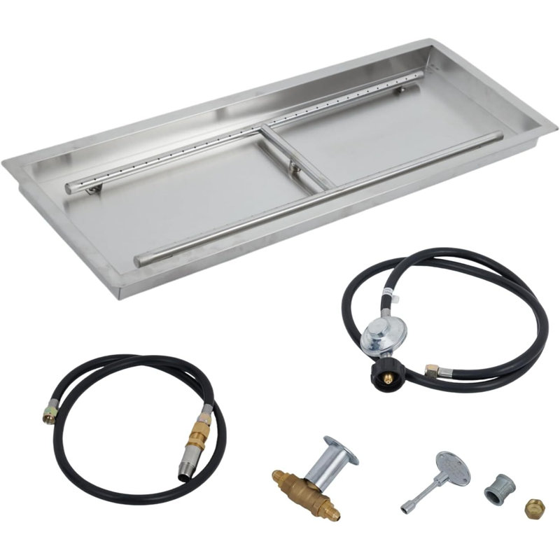 Ensemble de foyer d'extérieur en acier inoxydable avec brûleur, H 2 po x l 38 po x P 14 po