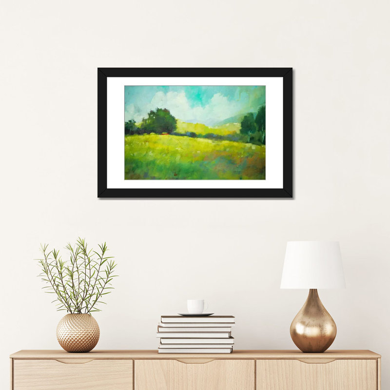 «Hillside», reproduction d'art sur toile, H 16 po x l 24 po x P 1 po, Papier d'art encadré noir, Blanc