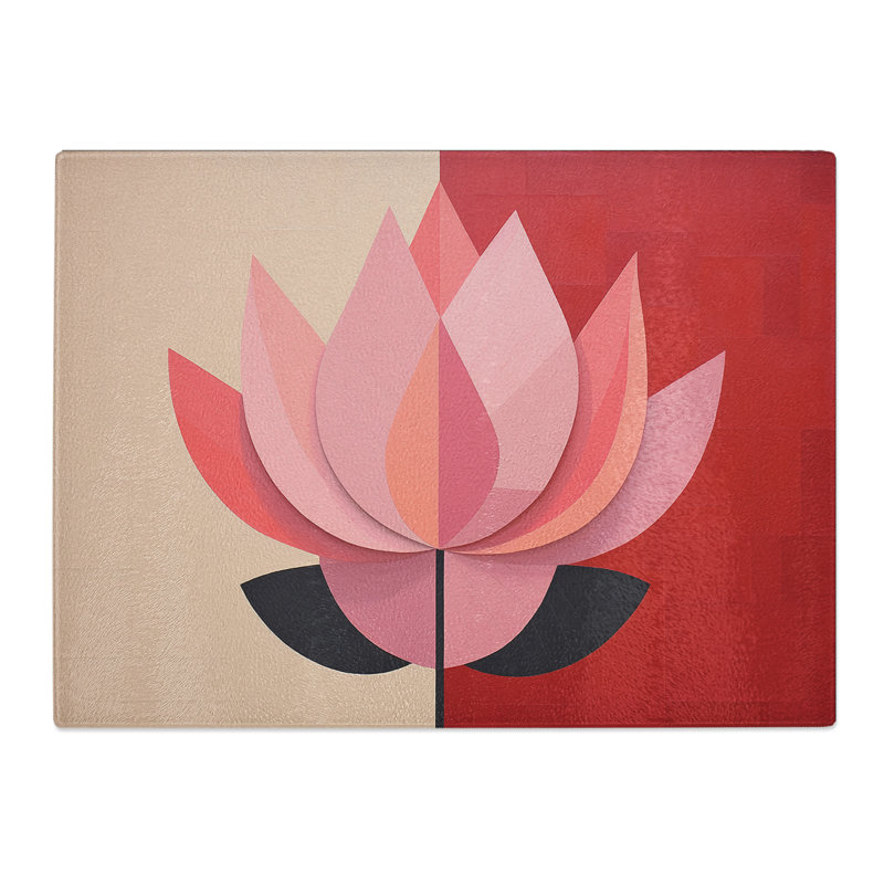 Lotus Flower Minimalism  Glass Chopping Board