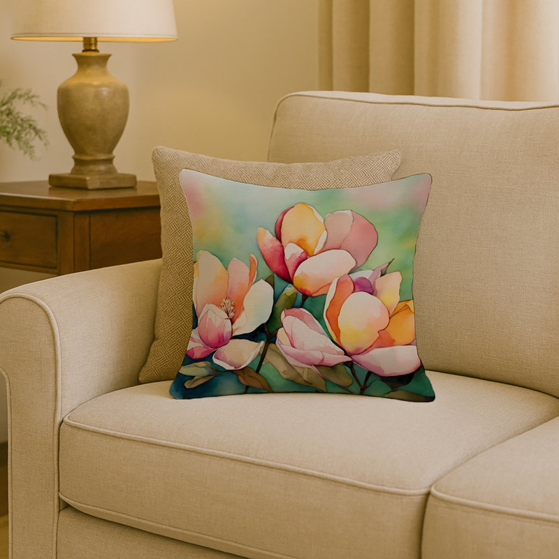Coussin décoratif aquarelle Mississippi Magnolia, Carré 18 po